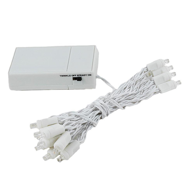 Mini guirlande de 20 ampoules del à grand angle de 3 pi à énergie extérieure Stryker, Blanc pur, Blanc