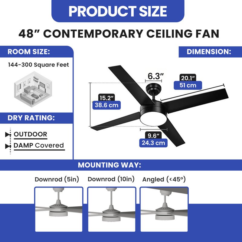 Latryce 48" Ceiling Fan with LED Lights