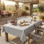 Grey Jacquard Polyester Tablecloth - Washable Rectangular Dining Table Cover