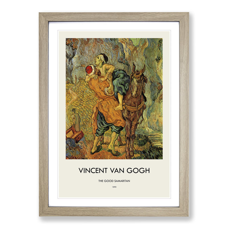 The Good Samaritan by Vincent Van Gogh - Picture Frame Painting, 36cm H x 27cm W x 2cm D, Oak Framed