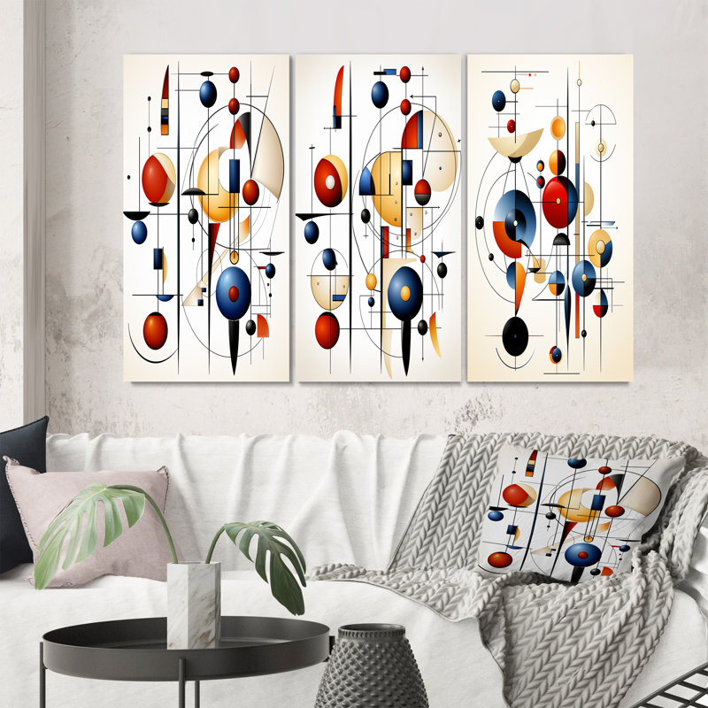 «Secret Of The Universe Minimal Geometric», 3 pièces sur toile, Toile tendue, H 40 po x l 60 po