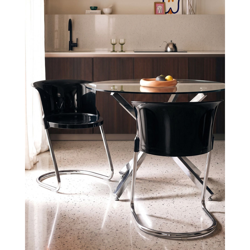 43 cm H Cantilever Chair, Black, Black