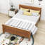 Lit plateforme en bois avec tête et pied de lit-1304196546-1304196547