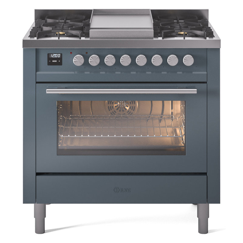 ILVE Professional Plus II 36 Dual Fuel Range, Blue/Grey, Natural Gas