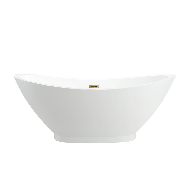 Baignoire de trempage autoportante 69 po. X 34 po., Blanc / or titane