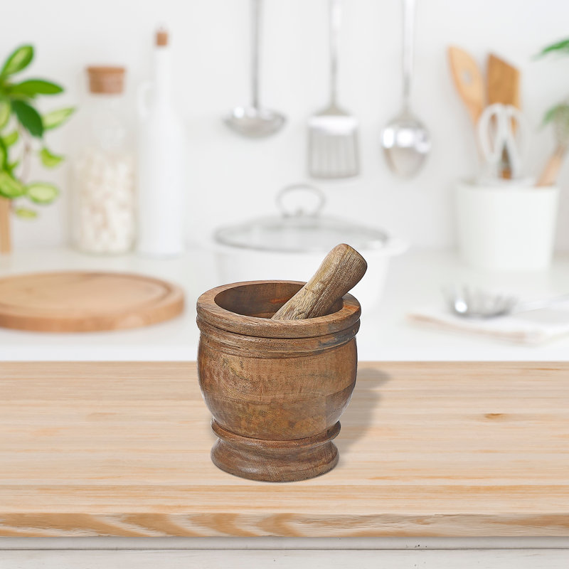 Wood Mortar And Pestle Set