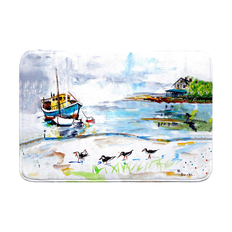 Boat & Sandpipers Bath Mat, Single - 24" L x 36" W