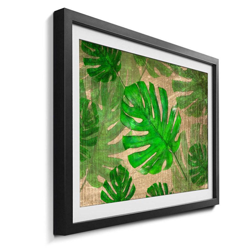 Streetart Monstera - Single Picture Frame Print, 44cm H x 64cm W x 2.2cm D