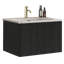 Meubles-lavabos modernes (incluant le meuble et le lavabo), meuble-lavabo suspendu noir de 61 cm avec lavabo en céramique blanche