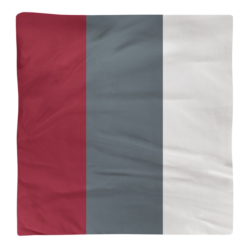 Striped Square Napkin, Red/Gray/White, Cotton Twill, 10" H x 10" W x 0.25" D