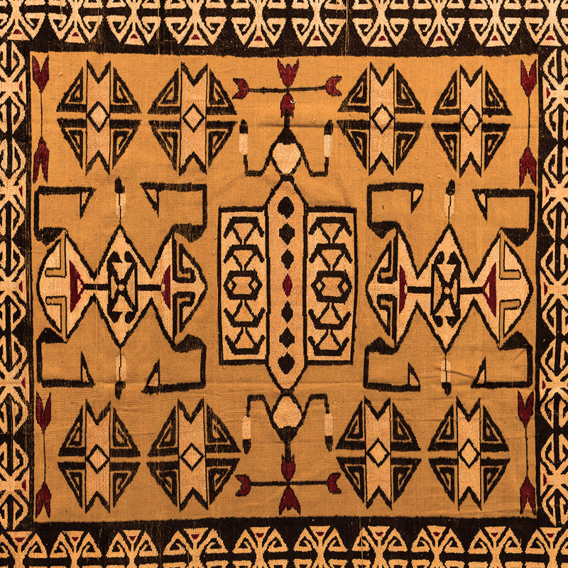 Tapis orange abstraits 4446, Carré 8 pi