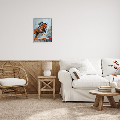 Jockey, saut d'obstacles sur bois par Ziwei Li, peinture