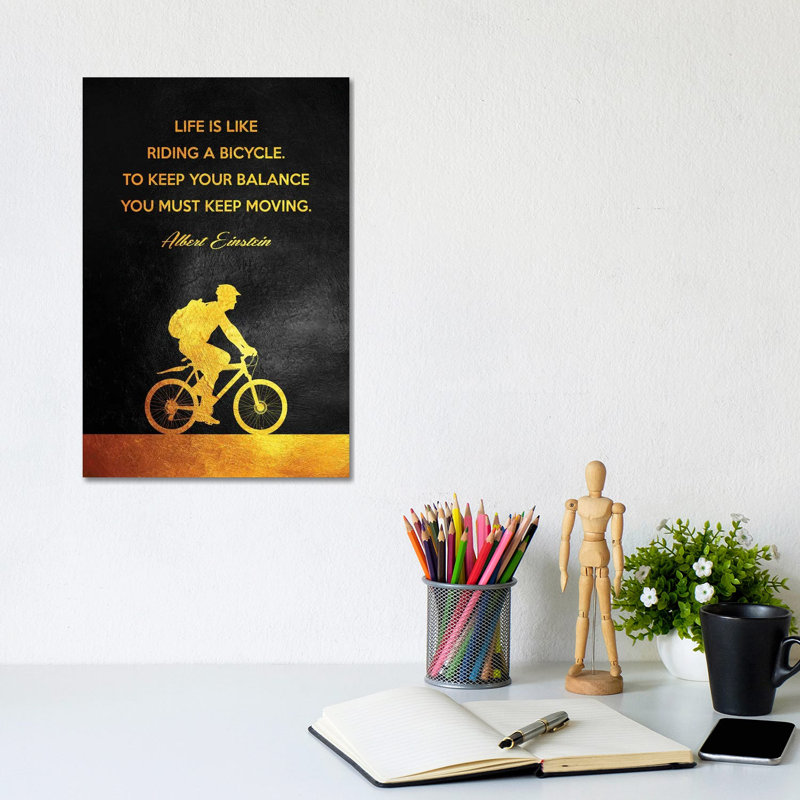Albert Einstein - Keep Moving by Adrian Baldovino - Wrapped Canvas Print, 20.32 cm H x 30.48 cm W