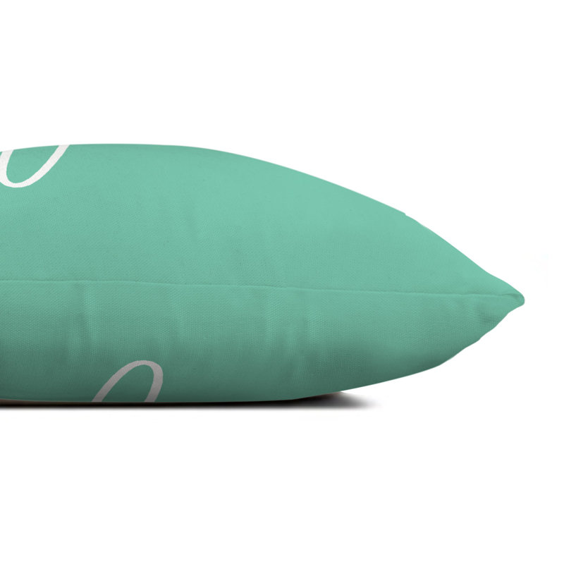 Outdoor Reversible Throw Pillow, Mint Green/White