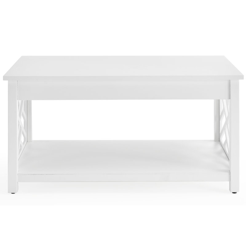 Four Leg Coffee Table with Storage, White