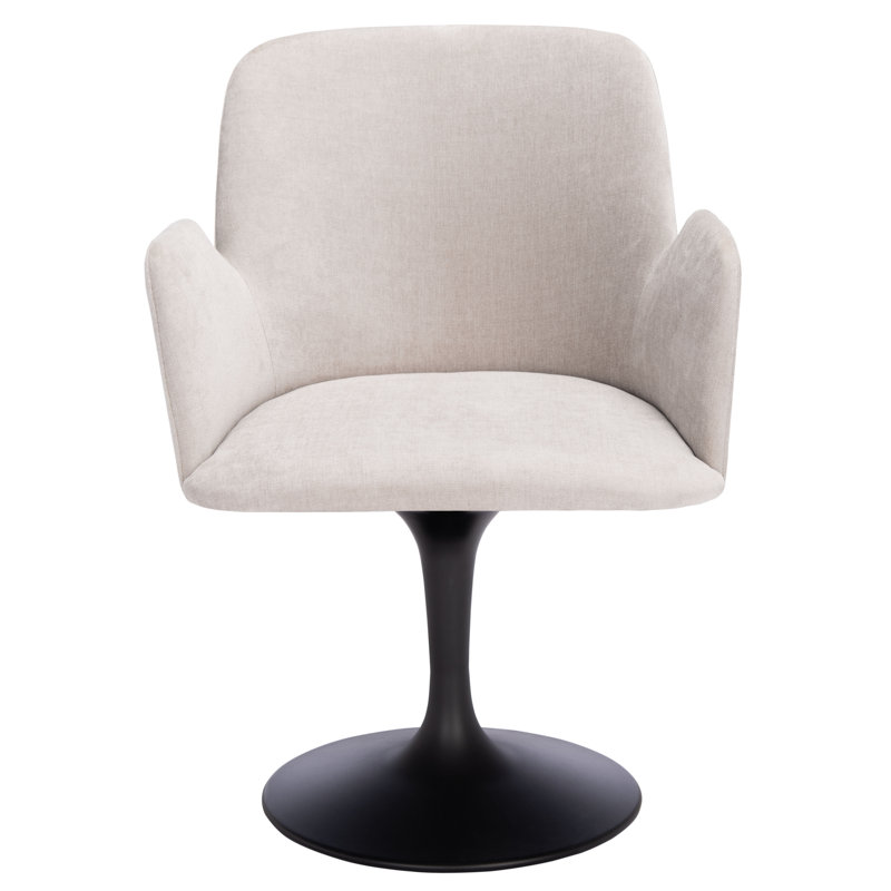 Chaise avec accoudoirs rembourrée Cherith, Gris clair