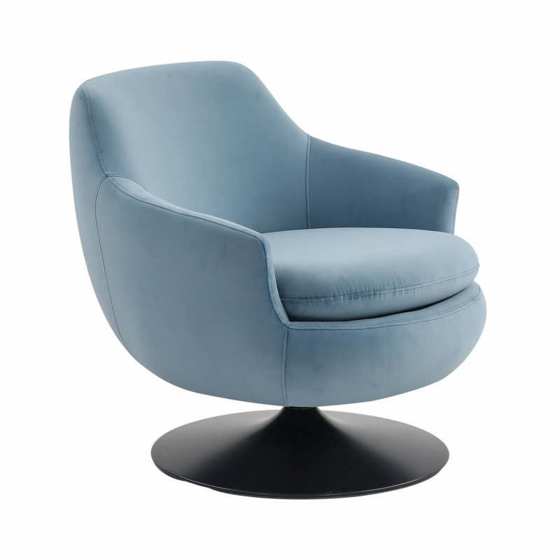 Bonnye Velvet Swivel Armchair, Light Blue Velvet