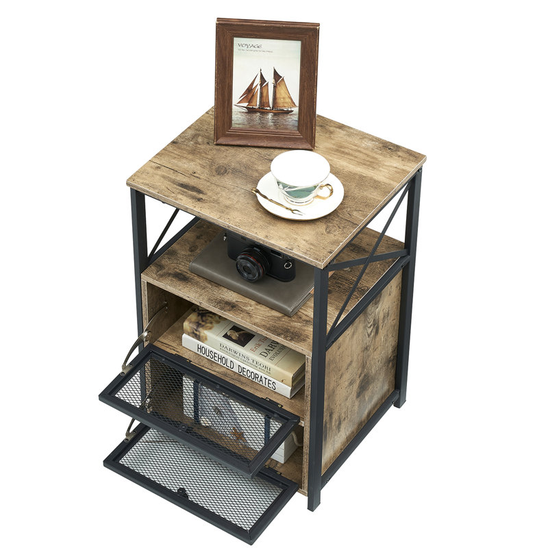 Kempst Nightstand Set 2, Small Bedside Table with Drawers, Narrow Side End Table with Open Shelf, 2 Drawer Dresser for Bedroom/Living Room/Dorms