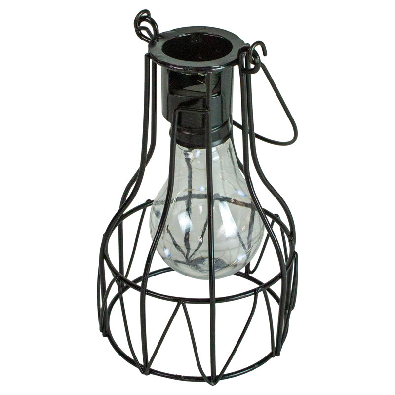 6.5" Black Geometric LED Outdoor Hanging Lantern