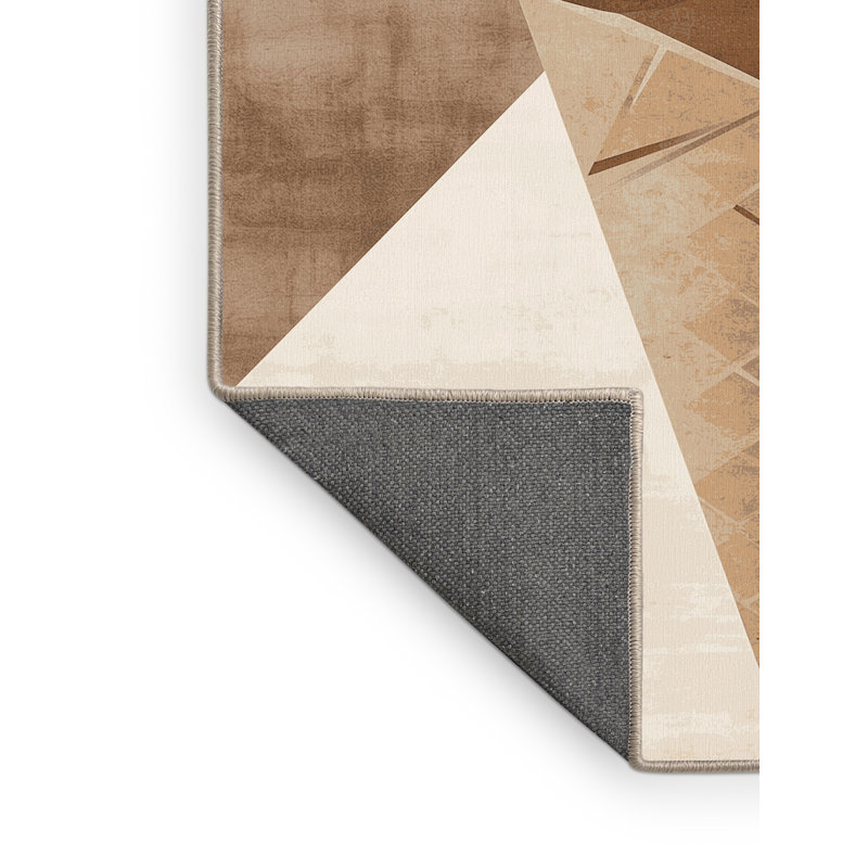 Tapis beige moelleux moelleux à motif abstrait crème moderne, 5 x 7