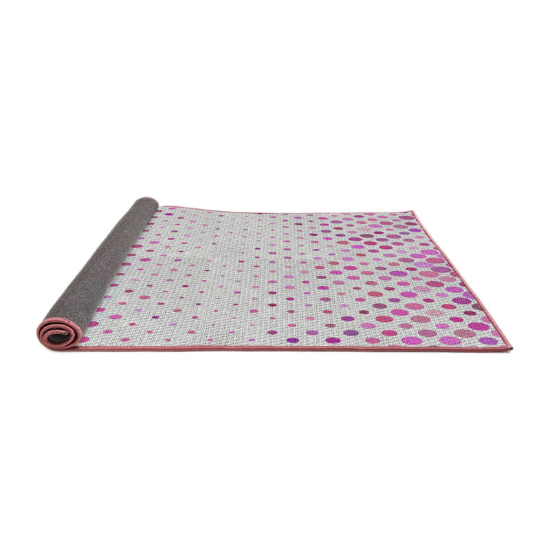 Tapis à pois blanc cassé / rose, Rond 5 pi