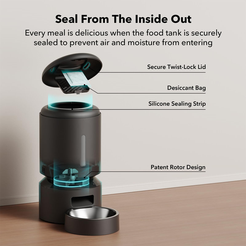 Granary Black Stainless Steel Automatic Pet Feeder with WiFi