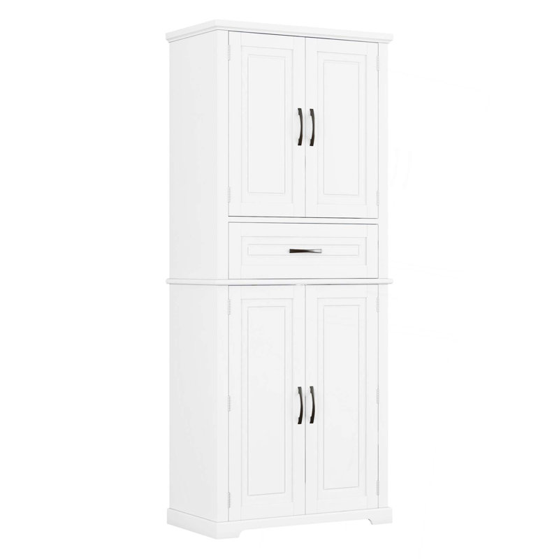 Bathroom Storage Cabinet with Multi-Functional Storage Space, Drawer with Slide Rails, Adjustable Shelf, White