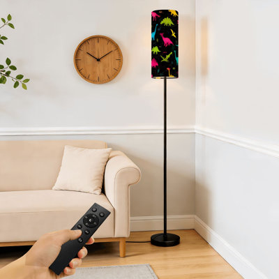 Floor Lamp  Cute kids boys Colorful dinosaurs abstract grunge fun Dimmable Modern Standing Lamp with Remote Control Footswitch Bulb Lampshade Tall Pole Corner Lamp for Living Room Bedroom Office