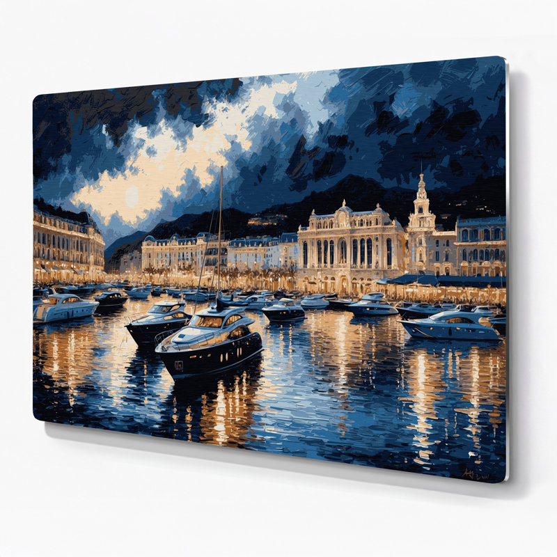 Art mural gris en cités villes Monaco, H 11 po x l 14 po