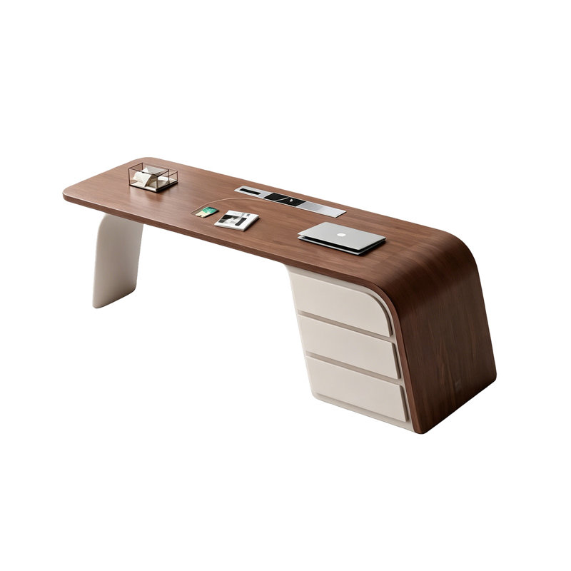 Bureau brun simple et luxueux de 62,99 po, 29.53" H x 62.99" W x 27.56" D