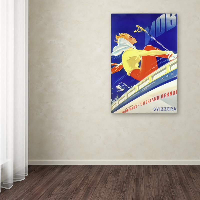 « ski 003 », publicité rétro sur toile tendue, H 19 po x l 12 po