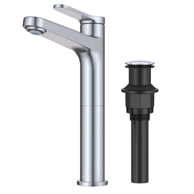 KRAUS Indy Bathroom Faucet For Vessel Sink In Spot-Free With Single Handle, Pop Up Drain And Supply Lines