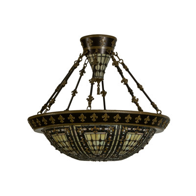 Plafonnier semi-encastré en verre 28,5 po Fleur-de-lis