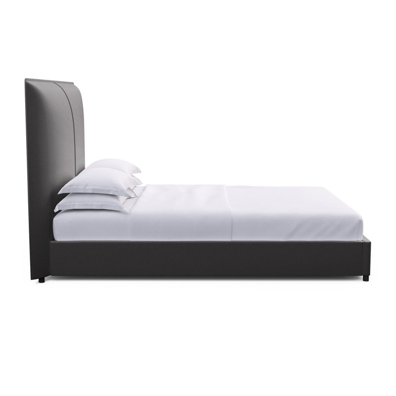 Mansfield Upholstered Bed, Queen, Plush Velvet Graphite, Weathered