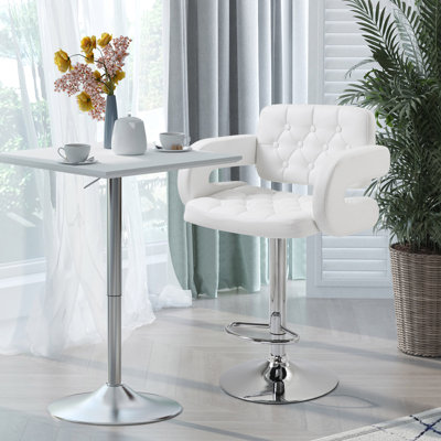 HOMCOM Bar Stool w/ Wide Seat U-Shaped Armrest PU Leather