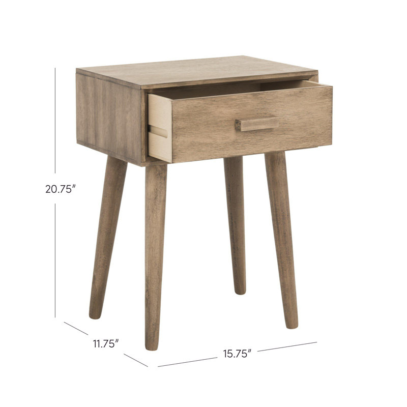 Table de chevet Modern Dayawati - Table d'appoint scandinave en bois de pin élégant avec rangement pour la chambre à coucher
