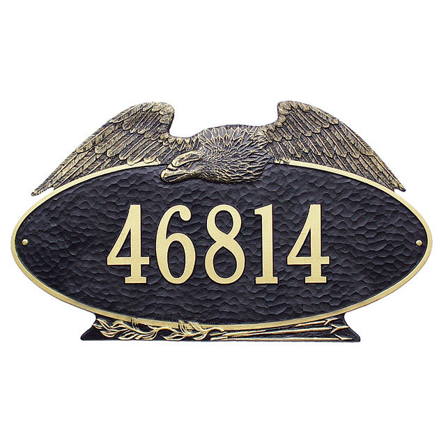 Eagle 1-Line Wall Address Plaque, Bronze and Gold, Yes