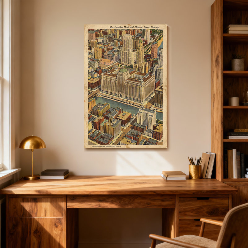 Impression de paysage urbain, vue panoramique et paysages urbains de Chicago, H 24 po x l 16 po