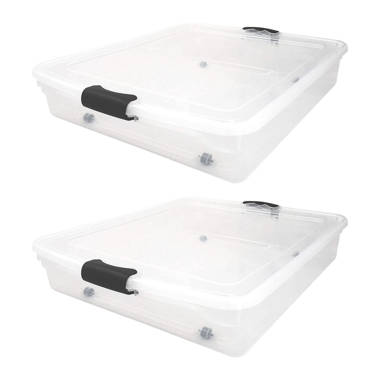 Rubbermaid 68 qt Under Bed Wheeled Storage Boxes with Dual Hinged Lids (2 Pack)