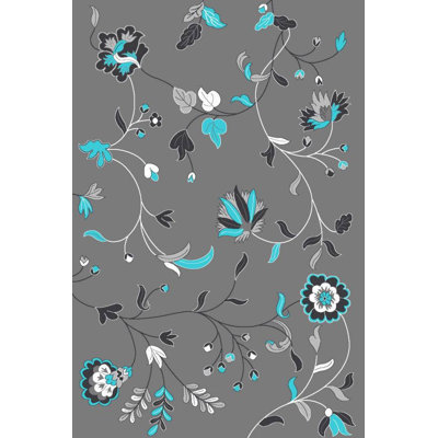 Tapis oriental turquoise à fleurs Tobis
