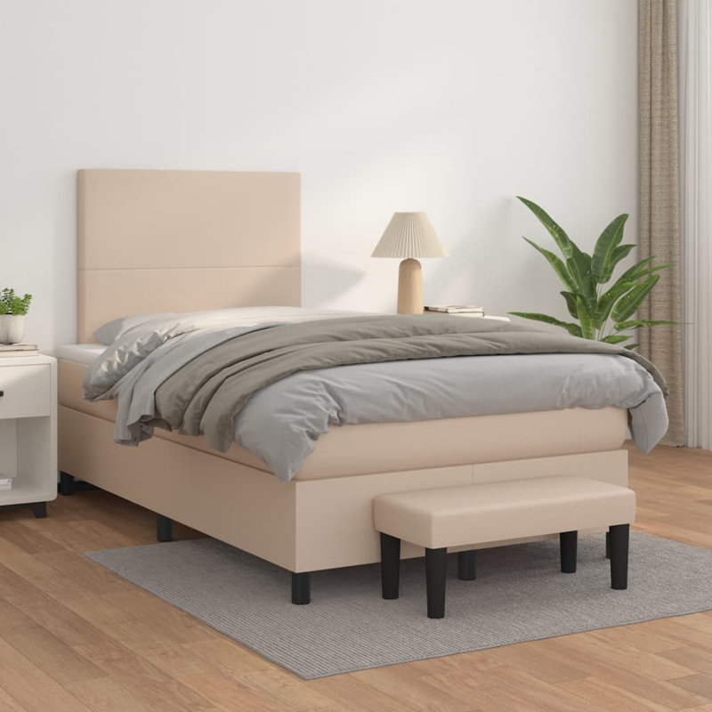 Lit sommier tapissier Vidaxl blanc et cappuccino, Beige