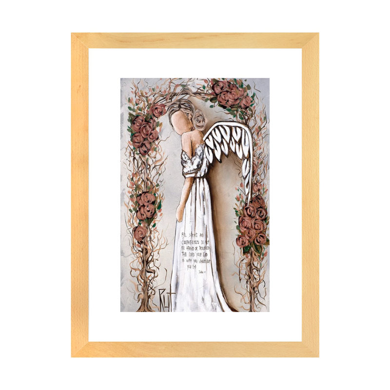«Be Strong and Courageous» par Rut Art Creations - impression d'art graphique, H 24 po x l 16 po x P 1 po, Blanc