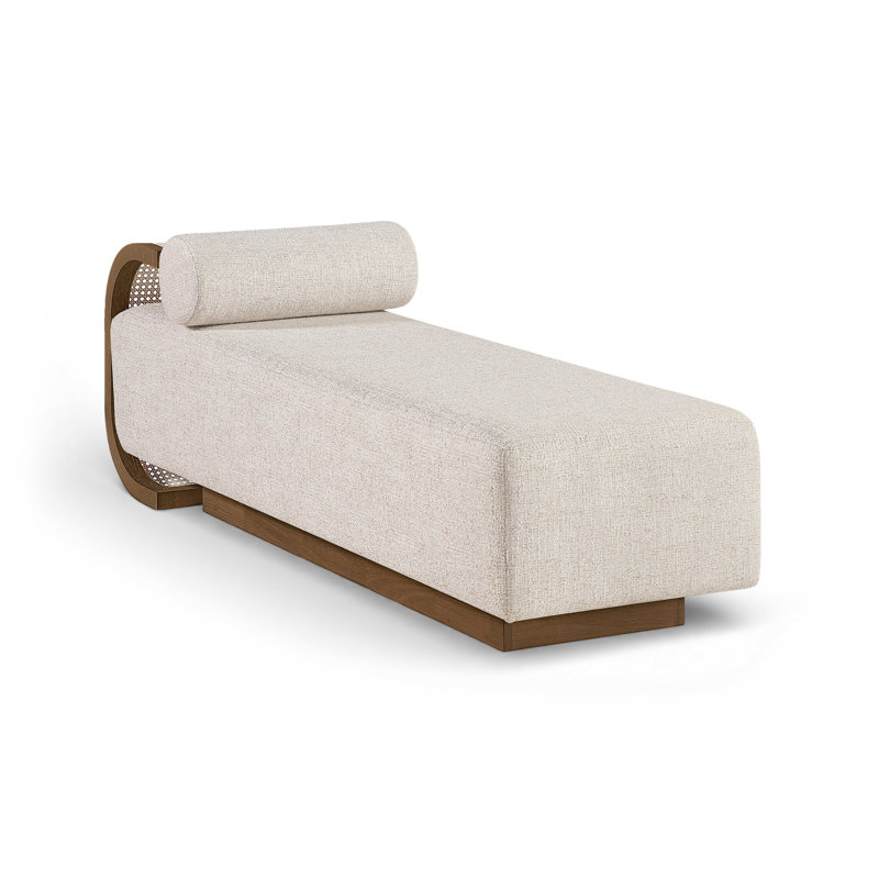 Chaise rembourrée Zephyr, Brun noyer, Tissu beige texturé en lin