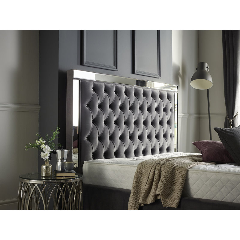 Kaleb Upholstered Bed, Super King (6'), Plush Steel