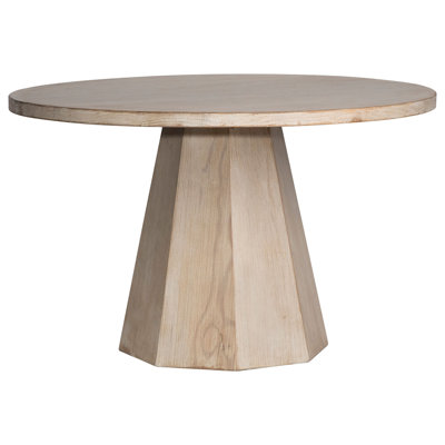 Jansen 48-Inch Round Reclaimed Pine Light Wash Pedestal Dining Table
