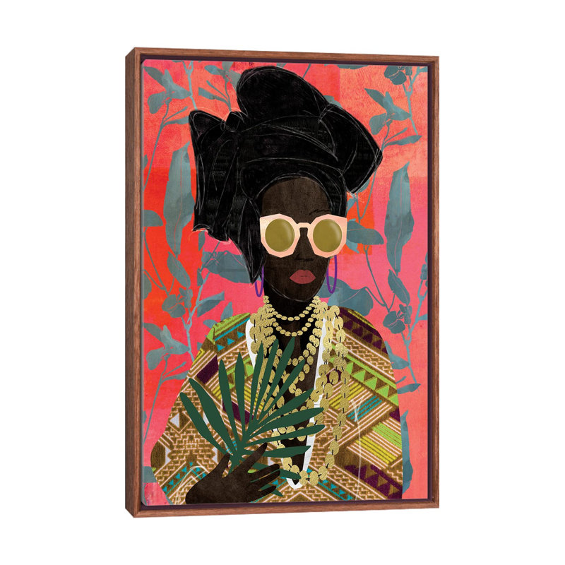 «Modern Turban Woman I» par Nikki Chu - reproduction, Impression encadrée, H 48 po x l 32 po, Brun classique