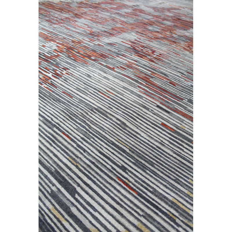 Tapis unique en laine noué à la main gris nouvel âge 8 pi x 10 pi One Age of a Kind