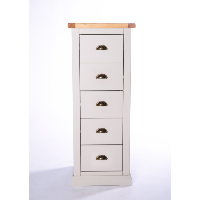 Cristopher 45cm W 5 - Drawer Chest of Drawers, Grey/White, Brass