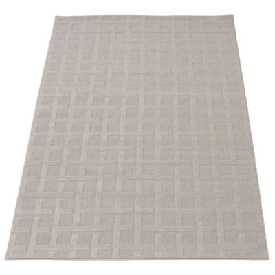 Ensemble de tapis intérieur / extérieur gris géométrique