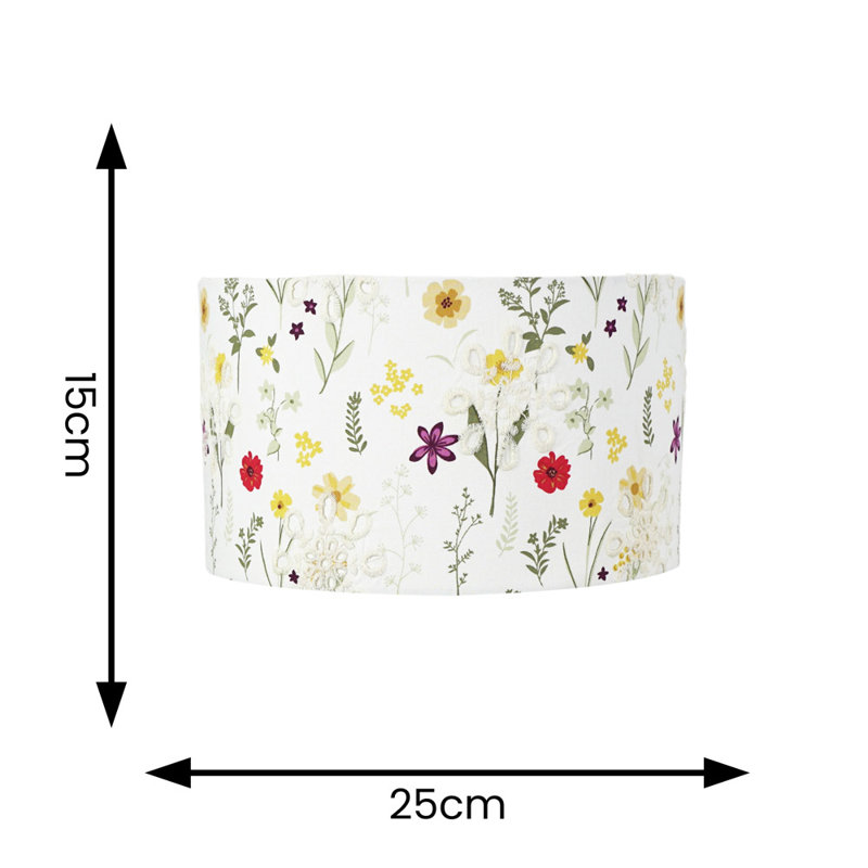 Fabric Drum Lamp Shade ( Slip-On ) in Cream, 15cm H x 25cm W x 25cm D